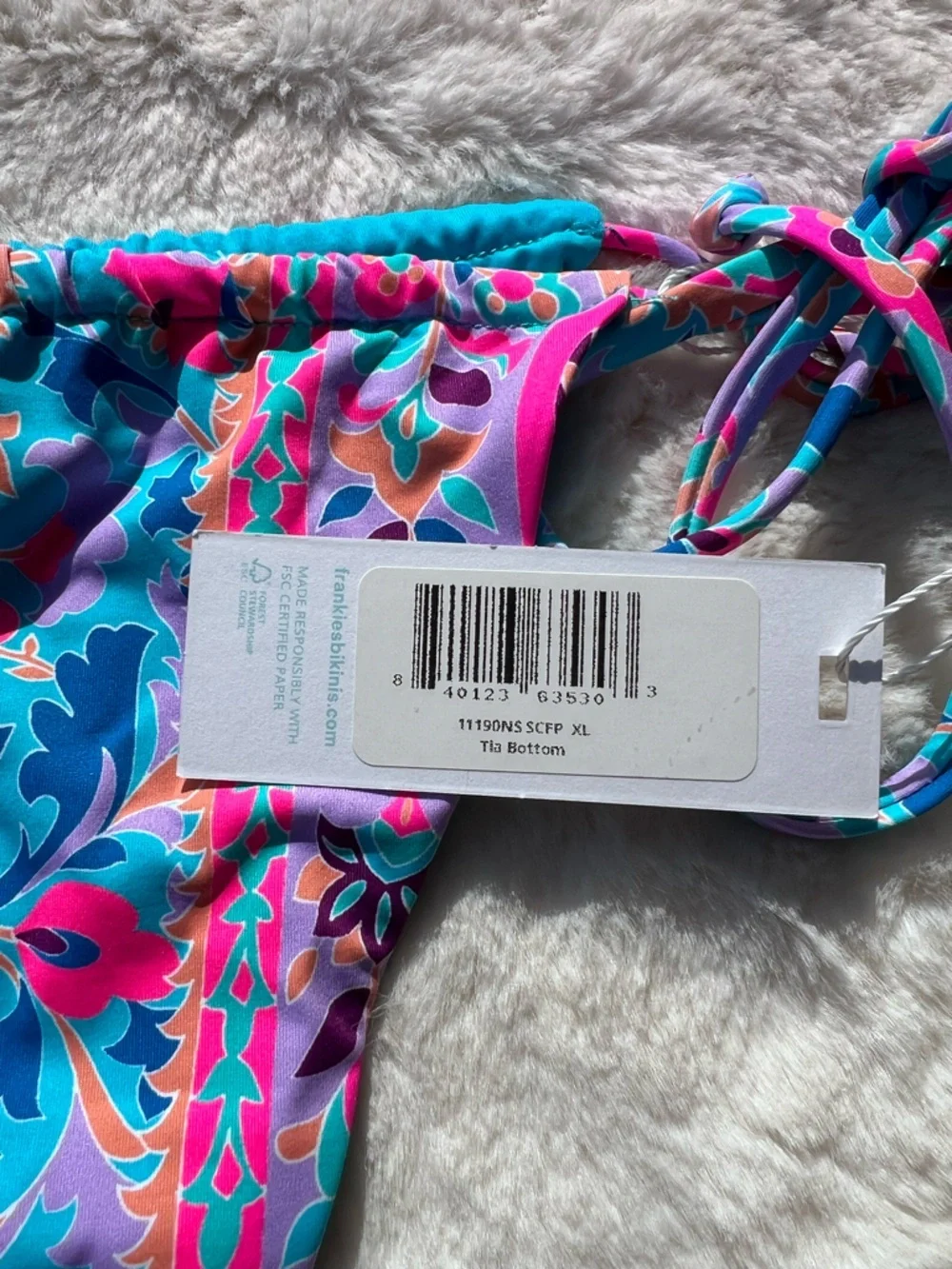 Frankie's Bikinis Tia Scarf Bikini Cheeky Bottom Size XL